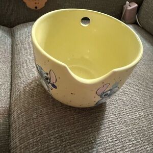 Yellow Ceramic Yarn Bowl with Animal Design